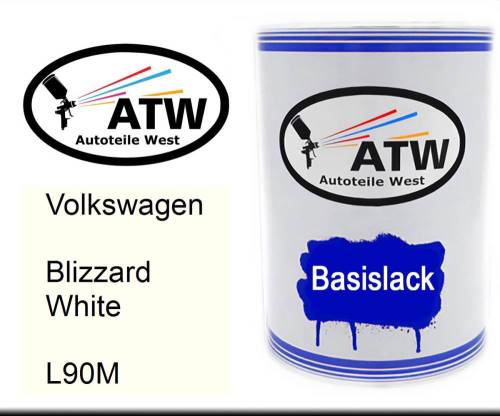 Volkswagen, Blizzard White, L90M: 500ml Lackdose, von ATW Autoteile West.